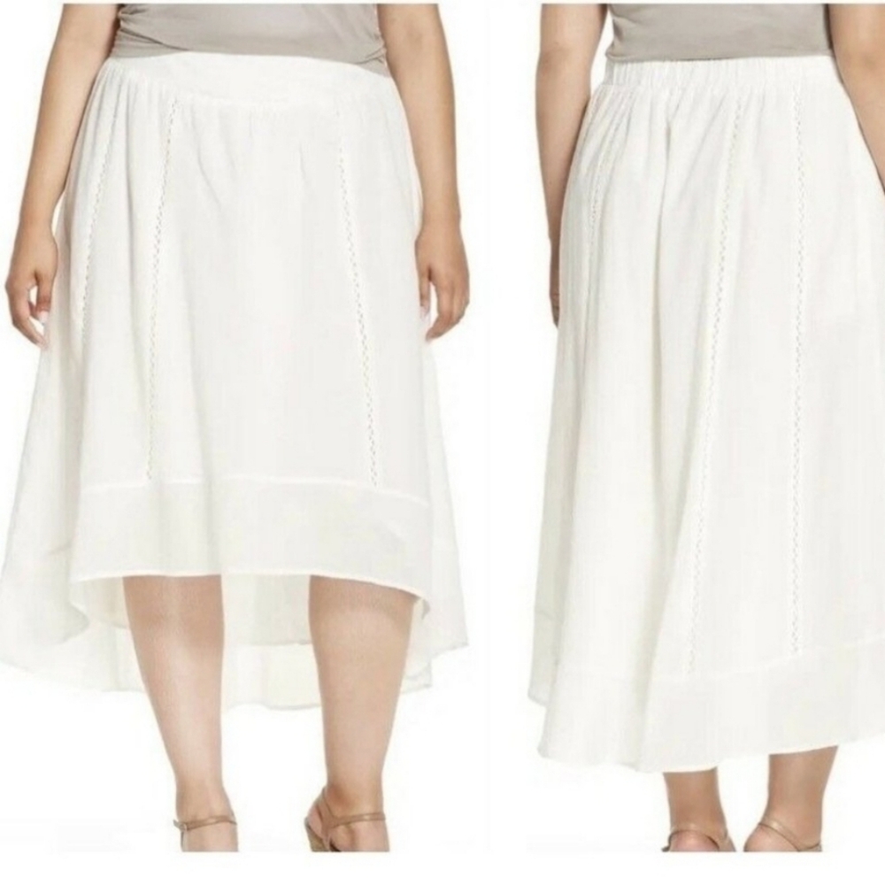 NWT Melissa McCarthy Seven7 Asymmetrical White High Low Skirt